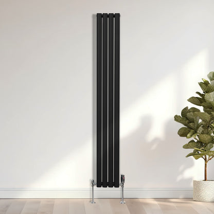 Oval Column Radiator & Valves - 1800mm x 240mm – Black