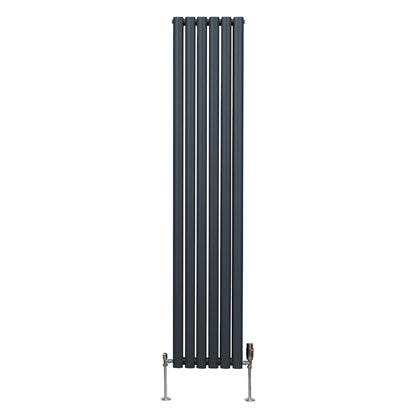 Oval Column Radiator & Valves - 1800mm x 360mm – Anthracite Grey