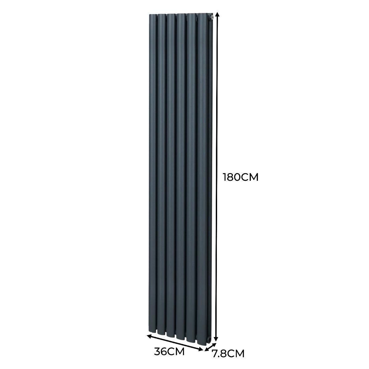 Oval Column Radiator & Valves - 1800mm x 360mm – Anthracite Grey