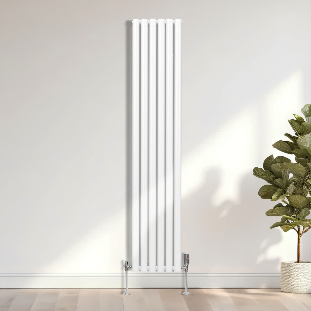 Oval Column Radiator & Valves - 1800mm x 360mm – White