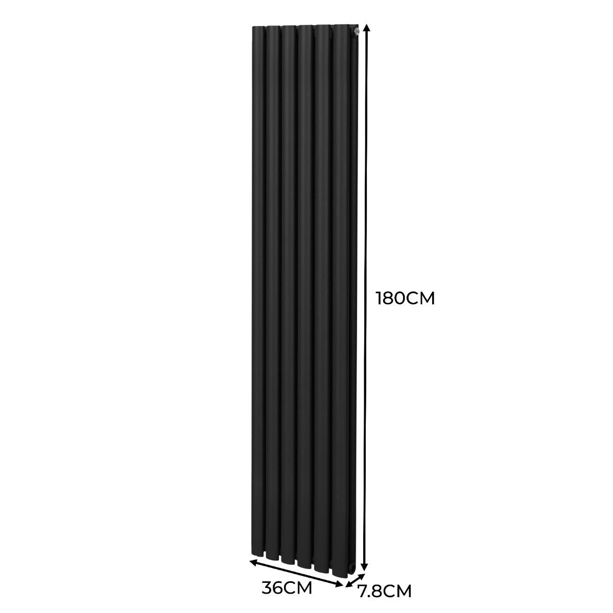 Oval Column Radiator & Valves - 1800mm x 360mm – Black