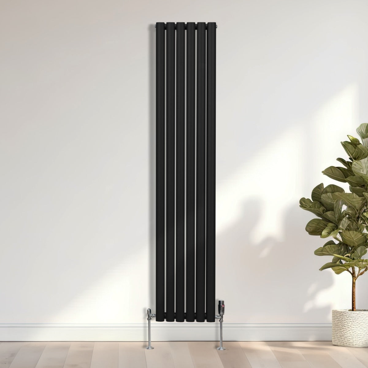 Oval Column Radiator & Valves - 1800mm x 360mm – Black