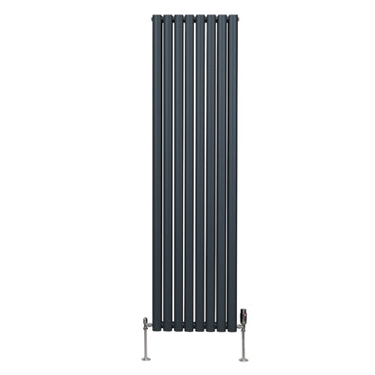 Oval Column Radiator & Valves - 1800mm x 480mm – Anthracite Grey