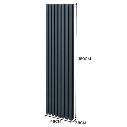 Oval Column Radiator & Valves - 1800mm x 480mm – Anthracite Grey