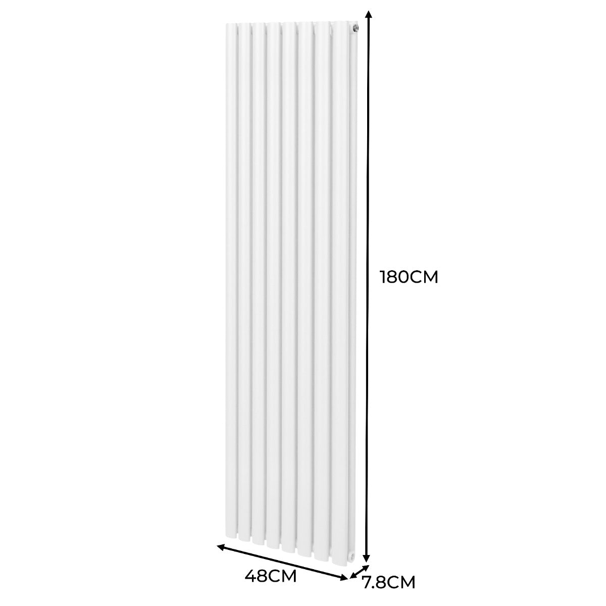 Oval Column Radiator & Valves - 1800mm x 480mm – White