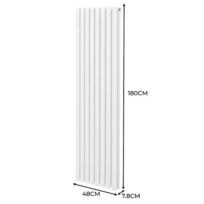 Oval Column Radiator & Valves - 1800mm x 480mm – White