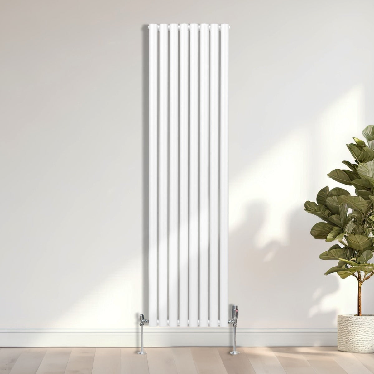 Oval Column Radiator & Valves - 1800mm x 480mm – White