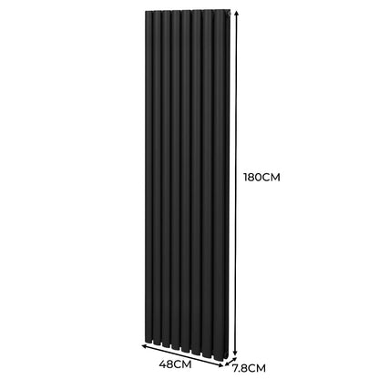 Oval Column Radiator & Valves - 1800mm x 480mm – Black