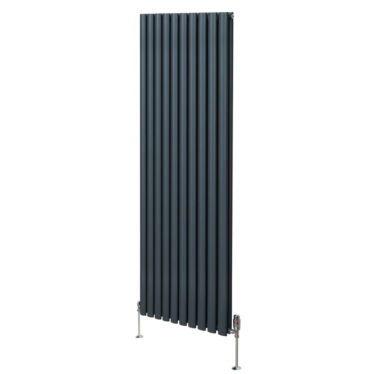 Oval Column Radiator & Valves - 1800mm x 600mm – Anthracite Grey