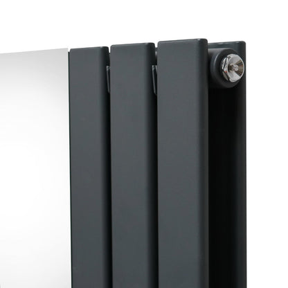 Flat Mirror Radiator & Valves - 1800mm x 425mm - Anthracite Grey