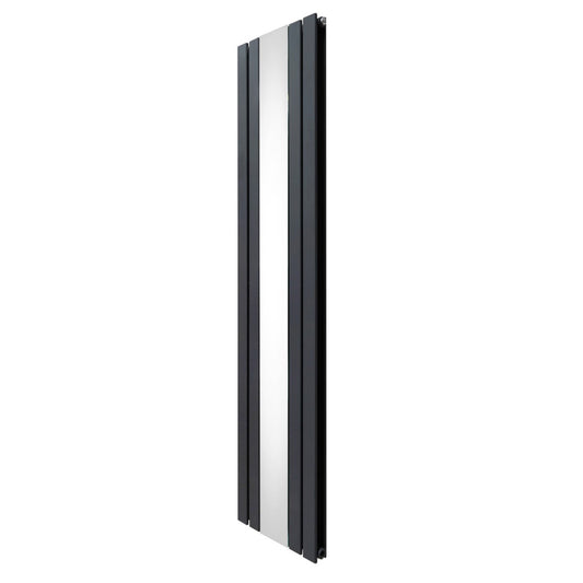 Flat Mirror Radiator & Valves - 1800mm x 425mm - Anthracite Grey