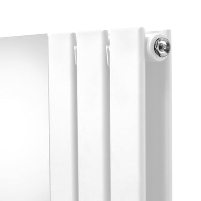 Flat Mirror Radiator & Valves - 1800mm x 425mm - White