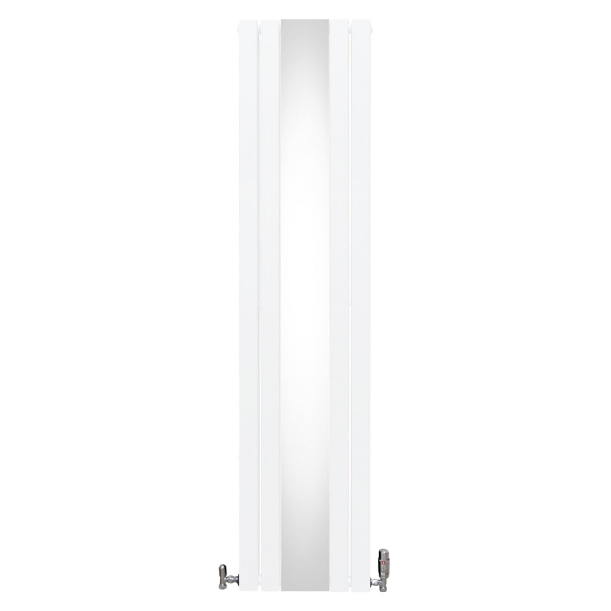 Flat Mirror Radiator & Valves - 1800mm x 425mm - White