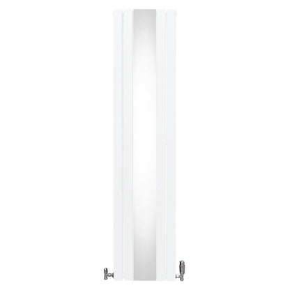 Flat Mirror Radiator & Valves - 1800mm x 425mm - White