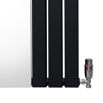 Flat Mirror Radiator & Valves - 1800mm x 425mm - Black