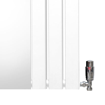 Flat Mirror Radiator & Valves - 1800mm x 565mm - White