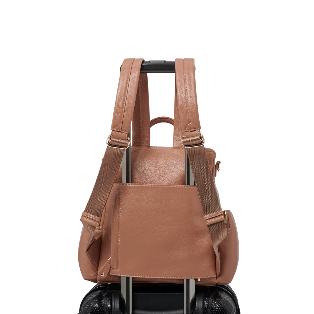 Amber Midi Latte Rose Leather Backpack