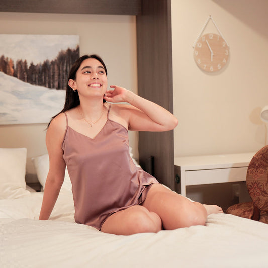 Rosewood Pure Mulberry Silk Petal Camisole Top | Mid-Waist Shorts | Silk Charmeuse Lingerie | Bridesmaid Gift Pj Set | Soar Collection