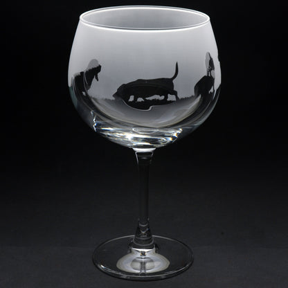 Basset Hound Dog Gin Cocktail Glass - Hand Etched/Engraved Gift