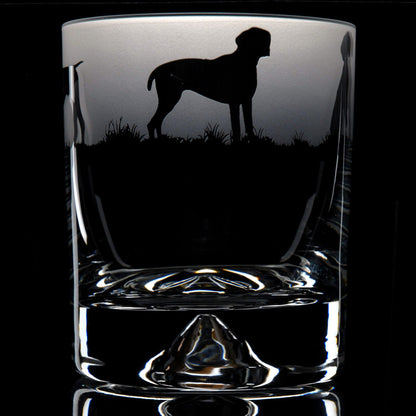 Pointer Dog Whiskey Tumbler Glass - Hand Etched/Engraved Gift