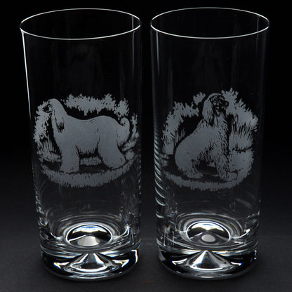 Afghan Hound Dog Highball Glass - Hand Etched/Engraved Gift