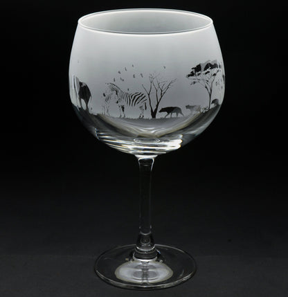 Safari Gin Cocktail Glass - Hand Etched/Engraved Gift