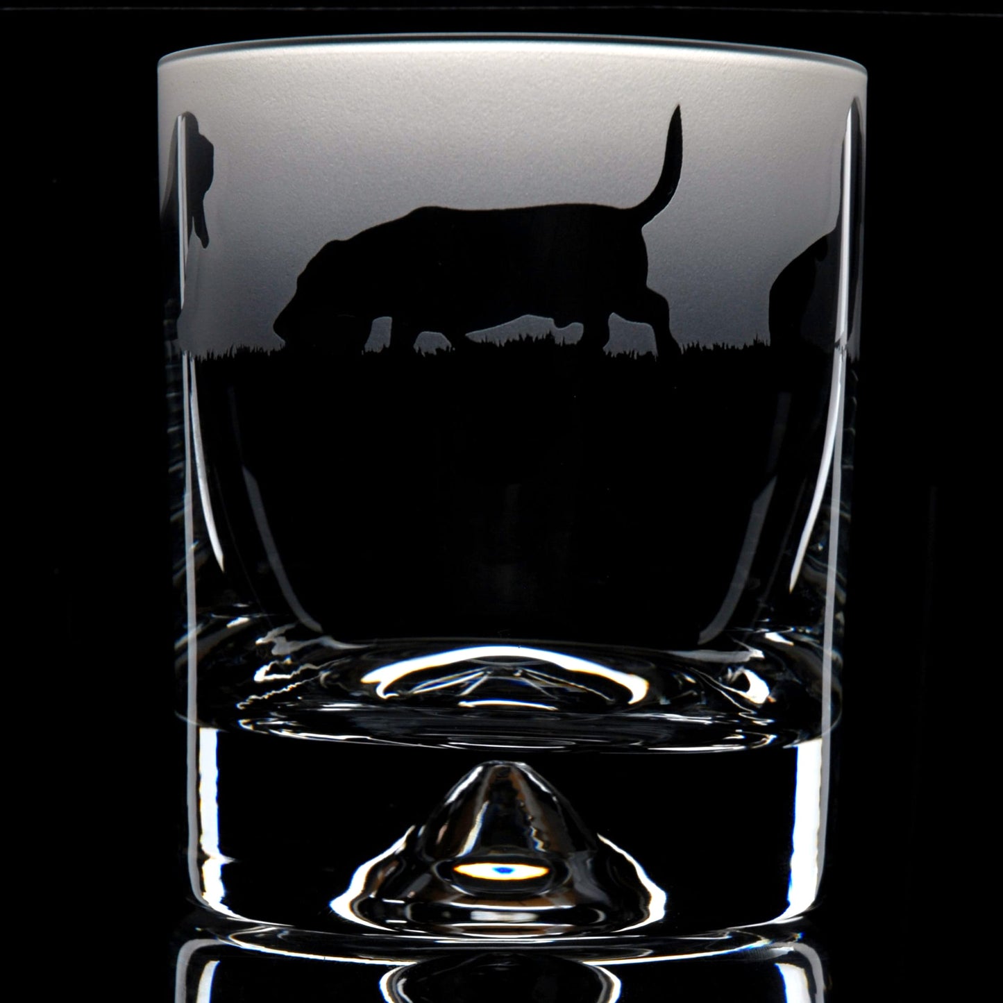 Basset Hound Dog Whiskey Tumbler Glass - Hand Etched/Engraved Gift