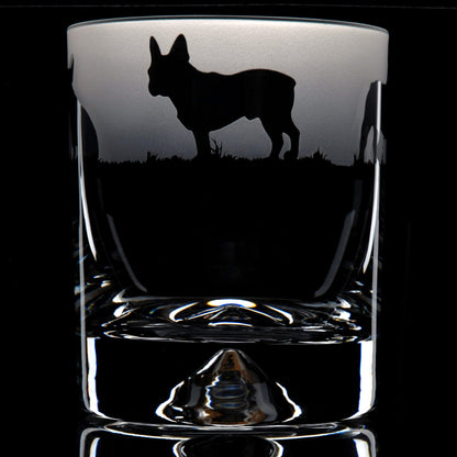 French Bulldog Dog Whiskey Tumbler Glass - Hand Etched/Engraved Gift