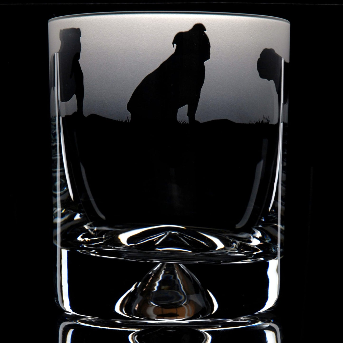 English Bulldog Dog Whiskey Tumbler Glass - Hand Etched/Engraved Gift