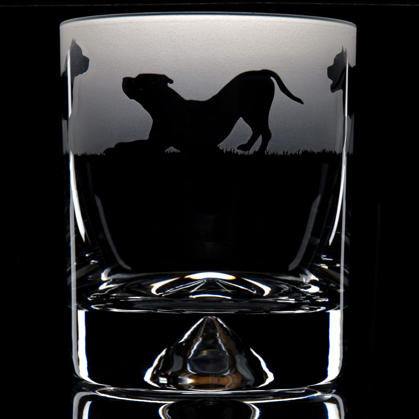 Pitbull Dog Whiskey Tumbler Glass - Hand Etched/Engraved Gift