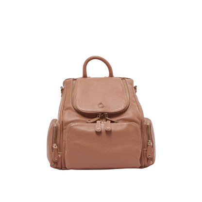 Amber Midi Latte Rose Leather Backpack