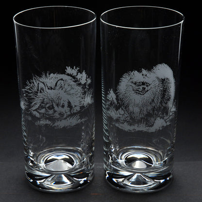 Pomeranian Dog Highball Glass - Hand Etched/Engraved Gift