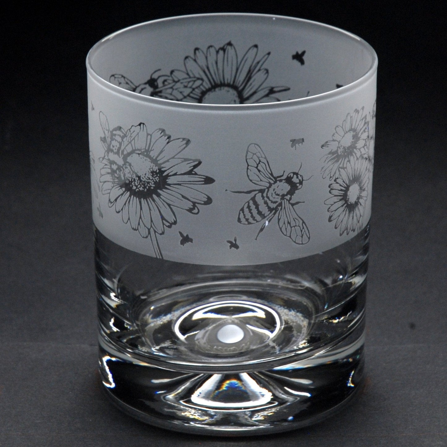 Bee Whiskey Tumbler Glass - Hand Etched/Engraved Gift