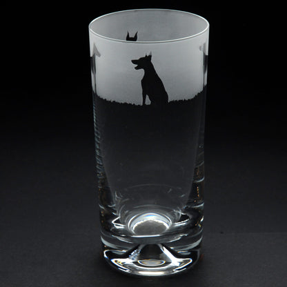 Dobermann Dog Highball Glass - Hand Etched/Engraved Gift