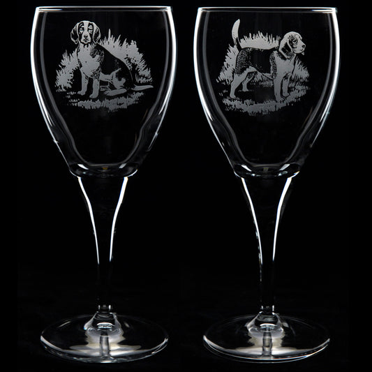 Beagle Dog Crystal Wine Glass - Hand Etched/Engraved Gift