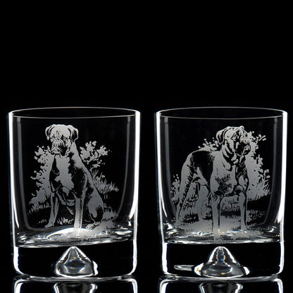 Boxer Dog Whiskey Tumbler Glass - Hand Etched/Engraved Gift