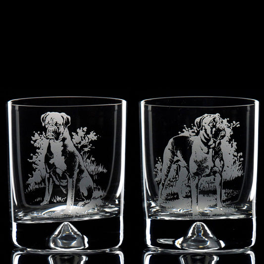 Boxer Dog Whiskey Tumbler Glass - Hand Etched/Engraved Gift