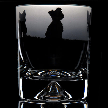 Yorkie Dog Whiskey Tumbler Glass - Hand Etched/Engraved Gift