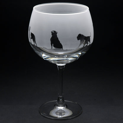 American Bulldog Dog Gin Cocktail Glass - Hand Etched/Engraved Gift