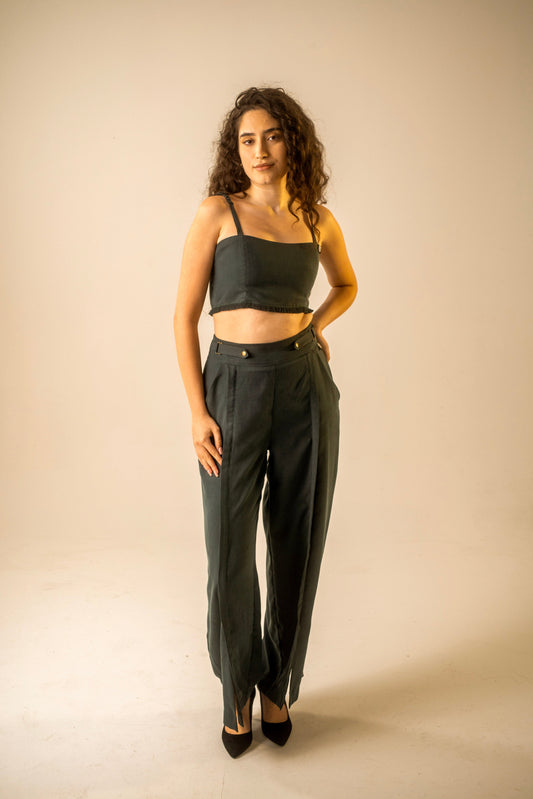 Teal Crop Fringe Bralette