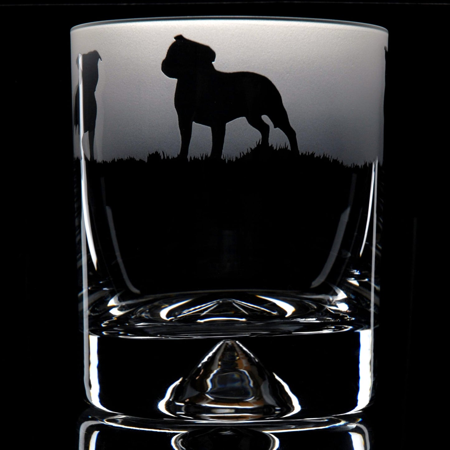 Staffy Dog Whiskey Tumbler Glass - Hand Etched/Engraved Gift