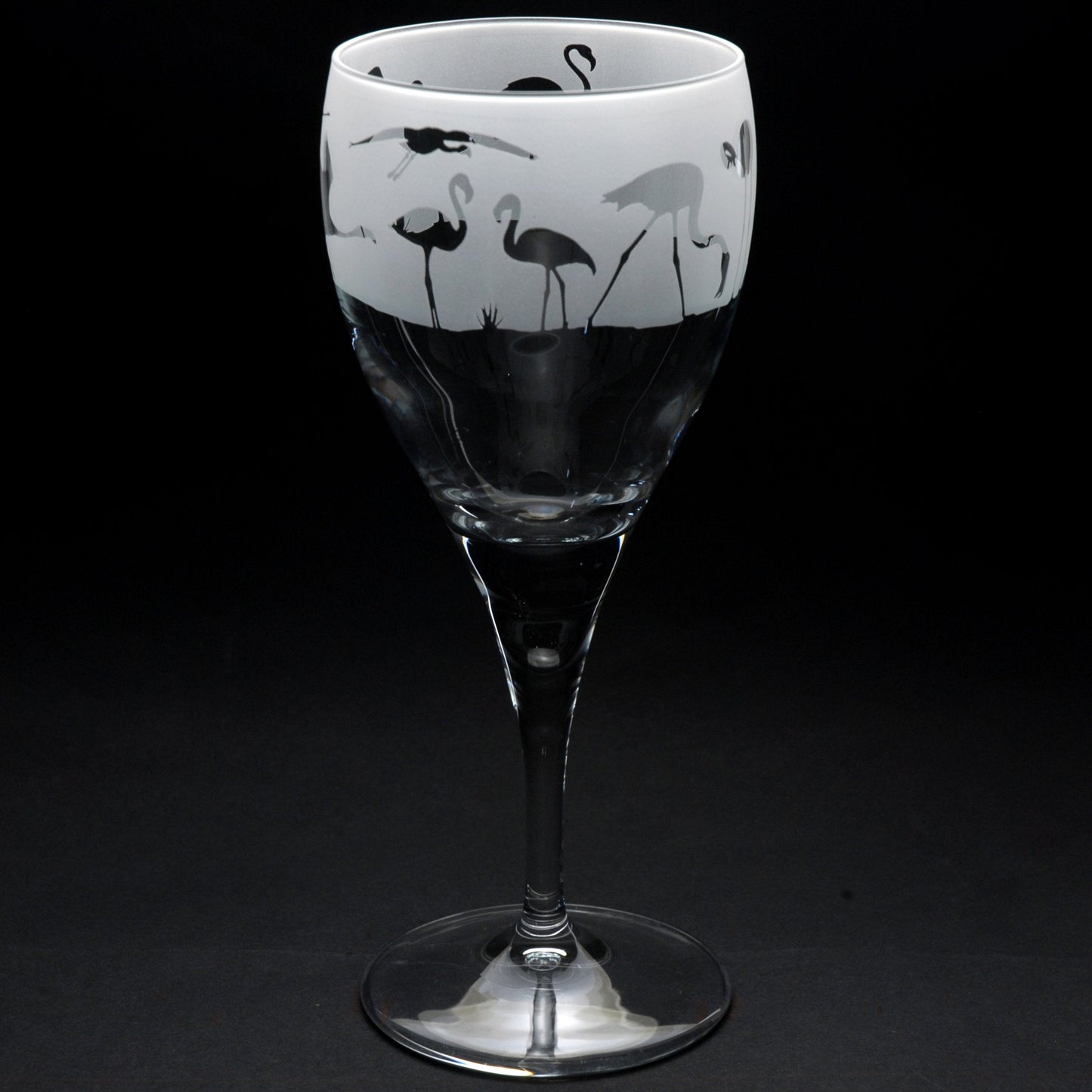 Flamingo Crystal Wine Glass - Hand Etched/Engraved Gift