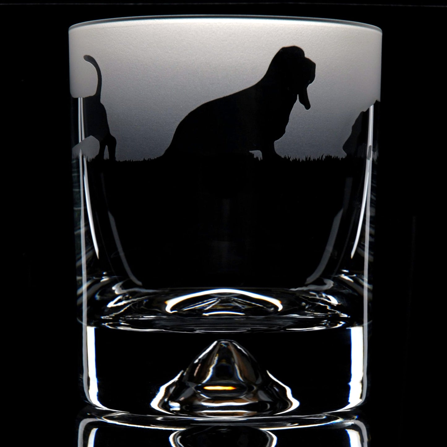 Basset Hound Dog Whiskey Tumbler Glass - Hand Etched/Engraved Gift