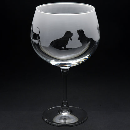 Basset Hound Dog Gin Cocktail Glass - Hand Etched/Engraved Gift