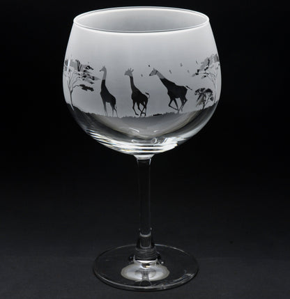 Giraffe Gin Cocktail Glass - Hand Etched/Engraved Gift