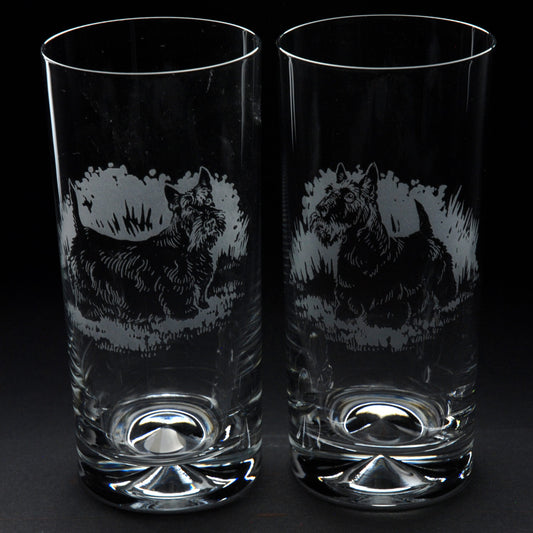 Scottish Terrier Dog Highball Glass - Hand Etched/Engraved Gift