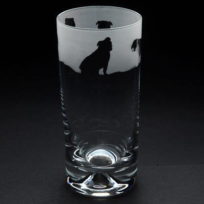 English Bulldog Dog Highball Glass - Hand Etched/Engraved Gift