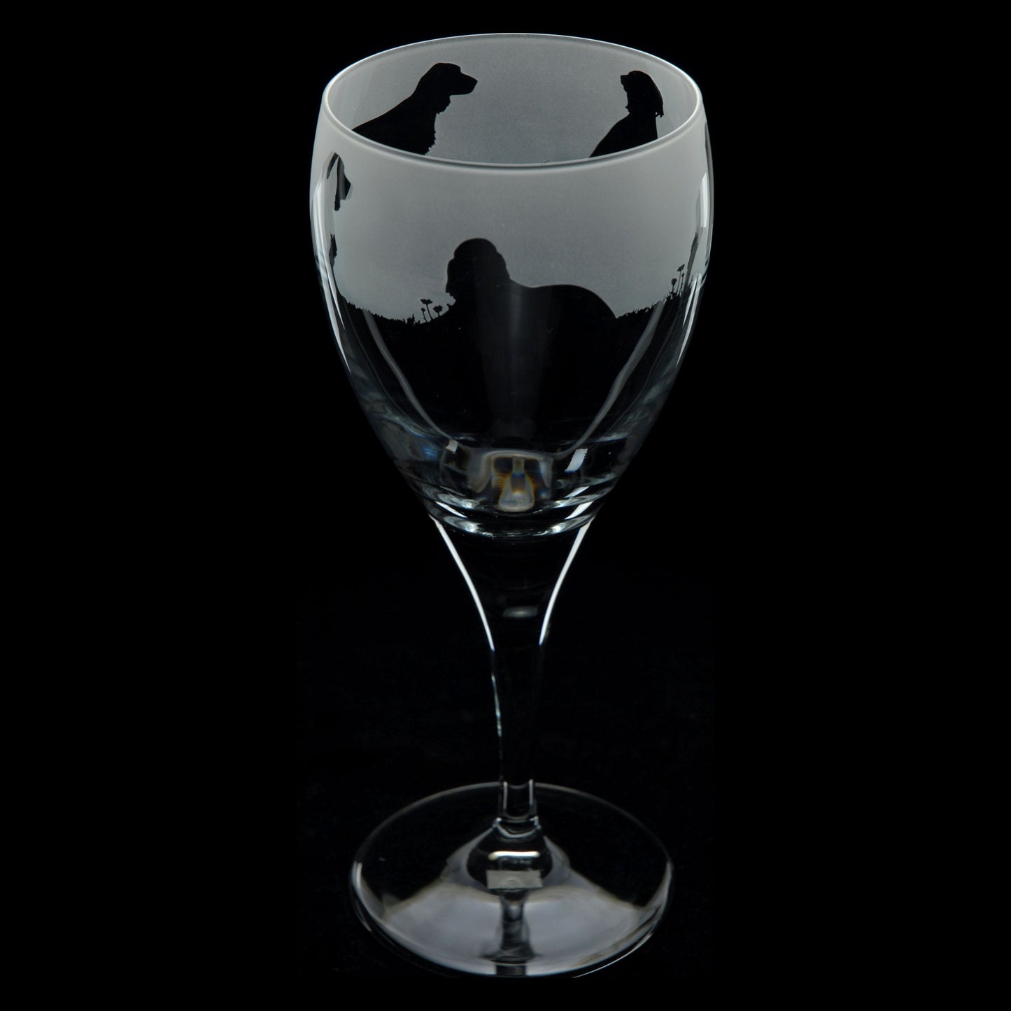 Springer Spaniel Dog Crystal Wine Glass - Hand Etched/Engraved Gift