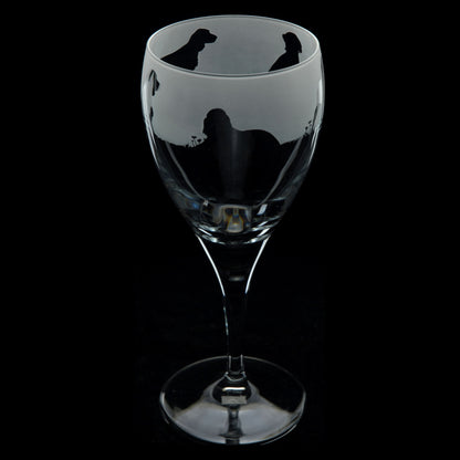 Springer Spaniel Dog Crystal Wine Glass - Hand Etched/Engraved Gift