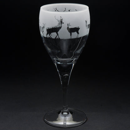 Stag Crystal Wine Glass - Hand Etched/Engraved Gift